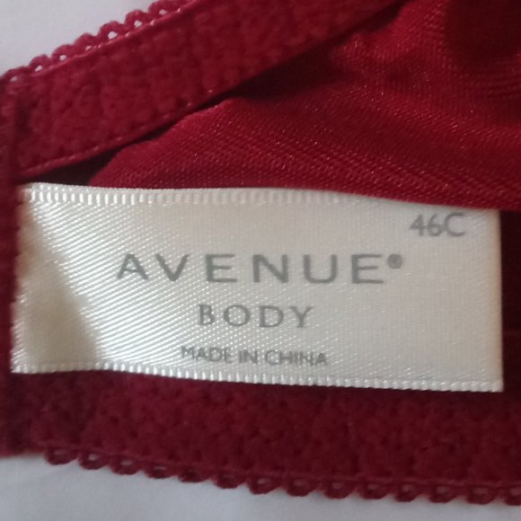 AVENUE BODY Women's 2 tone Cranberry BRA size 46C  UNDERWIRE ADJ hooks n straps - Picture 7 of 8